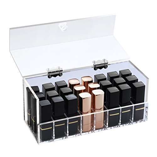 Boxalls Handgemachte Acrylic Lippenstift Halter Organizer Lippenstifthalter Kosmetik Box Ordnungssystem mit 24 Speicherräumen
