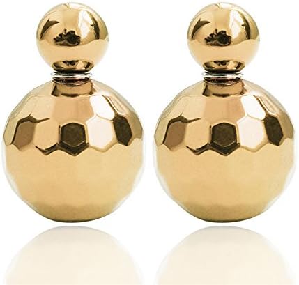 Neevas Fashionable Candy Color Double-sided Cutting Pearl Stud Earrings (Gold)