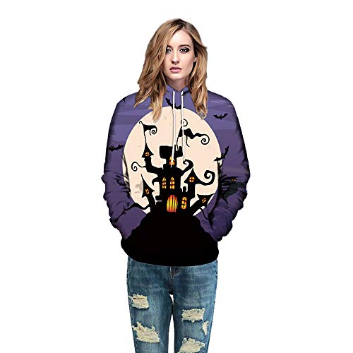Preisvergleich Produktbild Elecenty Kürbis Gedruckt Hoodies,Halloween Kapuzenpullis Frauen Reizvolle Lose Pullover Mit Kapuze Kapuzenshirt Hoody Oberteile Sweatshirts Kapuzenpullover Blusenshirt