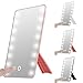 Produktbild Oenbopo Faltbarer, LED-beleuchteter Kosmetikspiegel mit Licht, Smart-Touch, aufstellbar, mit 16 LED beleuchteter Kosmetikspiegel, für Make-up/Kosmetiktisch, schnurlos, Spiegel für Zuhause, Reise, Büro rose