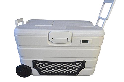 Kühlbox Eisbox Kühltasche mit Thermometer und Rollen Weiß (45 Liter ) - 2