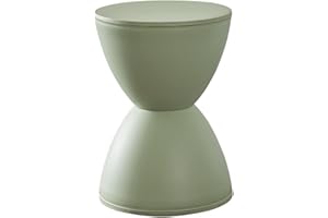NLDGR Plastic Round Stool, Contemporary Modern Hourglass Accent Stool, Modern Side Table Indoor and Outdoor Use, Home Fashion Stool for Living Room Bedroom Home Decor(Green)