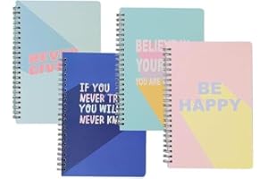 SIAZIH Cuaderno A5 inspirado, 160 páginas 4 unidades Cuaderno A5 de tapa dura Fácil de transportar Adecuado para escuelas y oficinas