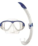 3 mm dickes Hartglas. Aqua Sphere Combo Coral LX, Unisex, für Erwachsene, Masken- und Schnorchel-Set Einheitsgröße blau
