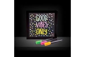 FIZZ CREATIONS Neon Light Effect Message Frame. Includes 3 Coloured Pens to Write Your Message - Pink, Green & Orange. Wall Mountable. Wipe Clean. Battery Powered. Notice Board LED Sign