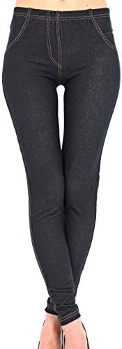 New Ladies Womens Stretchy Denim Look Skinny Jeggings Leggings Plus Sizes 6-30 UK