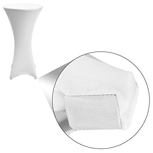 Beautissu® Stretch Stehtischhusse Stella für Bistrotisch Ø 80-85 cm, elegante Stretchhusse weiß als Tisch-Überzug - 3