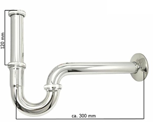tecuro 1 1/4″ Röhrengeruchsverschluss Siphon Sifon für Waschtisch – messing bronciert – lange Ausführung - 3