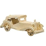 Holz Bausatz Oldtimer Auto MGTC 41-tlg. 27x10 cm Steckbausatz f. Kinder Holzbausatz