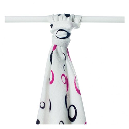 XKKO Magenta Bubbles – Bamboo Muslin (90 x 100 cm 200 g) Bubble Design Magenta