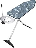 tabla de planchar premium home (3614) de aluminio Esta tabla es ideal para centros de planchado, se caracteriza por una práctica toma de corriente, una guía para sujetar el cable de la plancha y una funda que evita que se formen gotas de agua