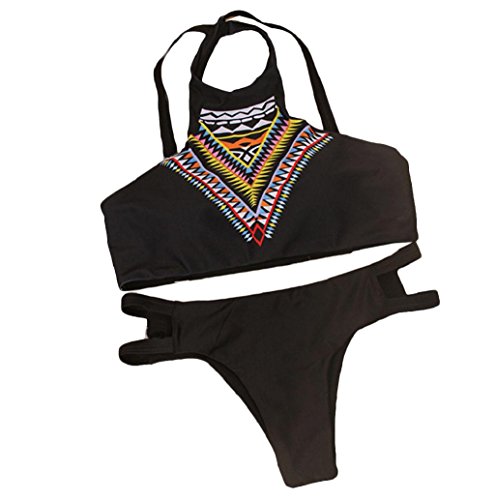 Rosennie Böhmen Hoch Hals Bikini-Set Gedruckt Badeanzug Gepolsterter Bh Strand
