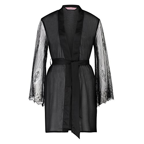 Preisvergleich Produktbild Hunkemöller Damen Kimono Chiffon Fine Lace Schwarz M / L137743