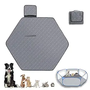 Zhilishu Hexagon Washable Liner for Small Animal Playpen, Portable Reusable Guinea Pig Playpen Pad Hamster Cage Pee Pad Super Absorbent Indoor Waterproof Anti-Slip for Rabbit Bunny (Grey)