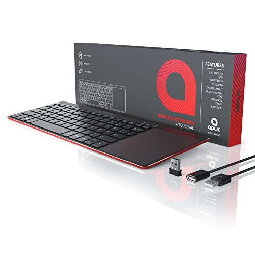 CSL – Wireless Slim Tastatur mit Touchpad | 2,4Ghz Multimedia Keyboard im Slim Design | Multitouch-Gestensteuerung | QWERTZ (deutsches Layout) | 80 Tasten | inkl. USB-Verlängerungskabel | rot - 6