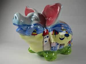 Sparschwein 'Arme Sau' - Keramik, Schwarz-weiß, 12 Cm Lang, Mit Anti-Rutsch-Füßen & Gummistopfen