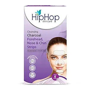 Hip Hop, HipHop Skincare Cleansing Charcoal Forehead Nose and Chin Strips for Blackhead Removal and Pore Cleansing Total Strips, Aloe Vera, 6 count