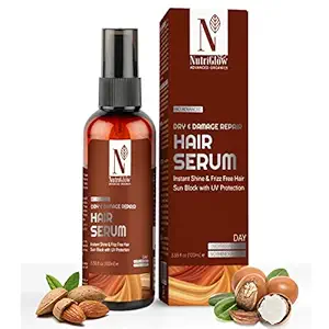 NutriGlow Advanced Organics Hair Repair Serum For Dry, Damage,Unmanageable and Frizzy Hair, Ultimate Nourishment, Instant Shine, Healthy Hair, All Hair Types, Sulphate Free, 100 ml