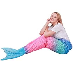 Manta de Cola de Sirena para Adultos, Tela de Franela Suave, Saco de Dormir de Todas Las Temporadas,63x152cm