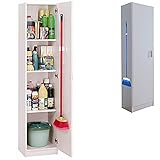 Armario alto auxiliar multiusos genial para un almacenamiento extra en la habitación que desees, podrás quitar alguna balda y utilizarlo como escobero si los artículos por espacio caben en el interior. También puede con el colgador colocar su escoba mas a mano, en la arte exterior