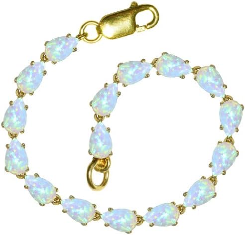 Stunning Ladies 9ct yellow gold pear cut Cultured Opal bracelet 7.5 inches long giftboxed