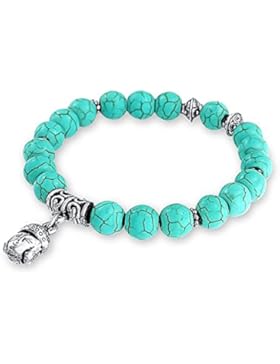 Bling Jewelry rekonstituierte Türkis Buddha Armband, versilbert