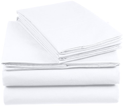 AmazonBasics 'Everyday' Bettwäscheset aus 100% Baumwolle, Wei 260x240cm & 2 Kissenbezüge 65x65cm
