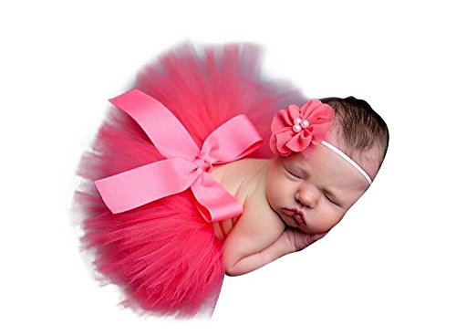 DAYAN Baby Photography Prop Infant Costume Bowknot Tutu Skirt Headband Pink