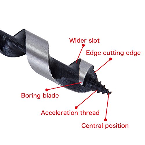 Fortag 5 tlg 230mm Sechskant Schlangenbohrer Satz Holzbohrersatz Holzschlangenbohrer Set Holz Schlangenbohrersatz Holzschlangenbohrer- Set Schneckenbohrer Bohrer Länge Zweig Holzbearbeitungswerkzeug 6-14mm - 4