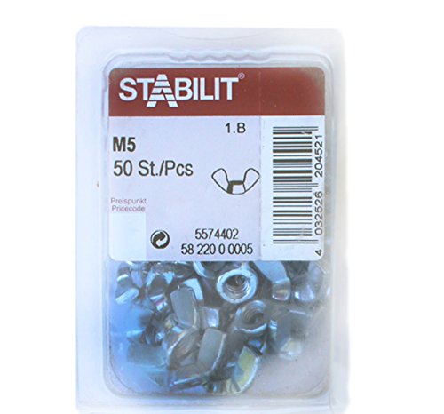 Preisvergleich Produktbild 50 Stk. STABILIT Flügelmuttern M5 Stahl verzinkt , runde Form - 5574402