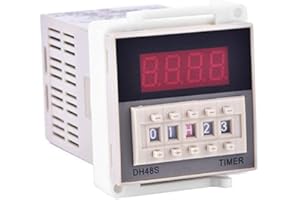 Relè temporizzato digitale TOPINCN DH48S-2Z 220V Relè a doppio ritardo temporizzato con doppio display a tempo, basetta