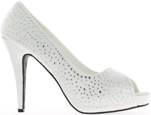 Pumps large female waist white heel 13cm decor beads - 10.5