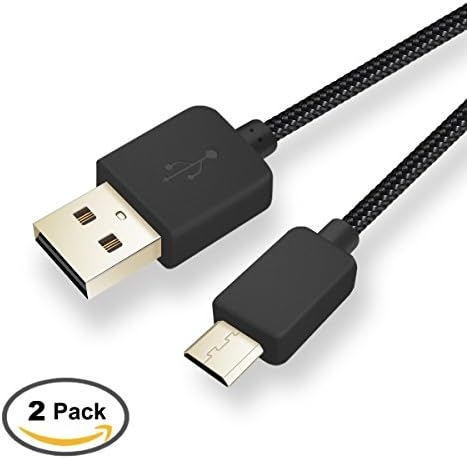 Elitehood Micro-USB Cable Durable Nylon-Braided high-speed Sync and Charging Cable for Android, HTC, Samsung, LG, 3.3ft 2-Pack ,Black