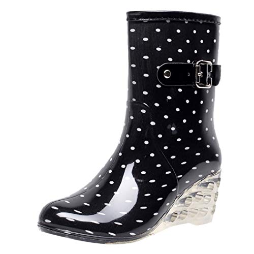 DOLDOA Bottes compensées Femme Mode Bottes de Pluie imperméables Bottes en Caoutchouc Femmes Zip Couleur Wellington Wellies Pas Cher