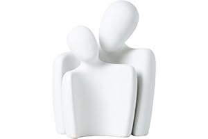 PIGPIGFLY Paar Umarmt Statue,Regal Deko,Bücherwurm-Skulptur,Deko Figuren,Deko Wohnzimmer,Home Store Dekoration, Modern Abstract Kunst Skulpturen Deko, Bürodekorationen(Weiss)