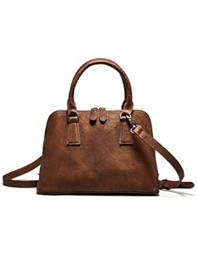 Bvane® Women Vollnarben-Leder Vintage Handtasche Schultertasche mittlere Reißverschluss Tote Handtasche 150228