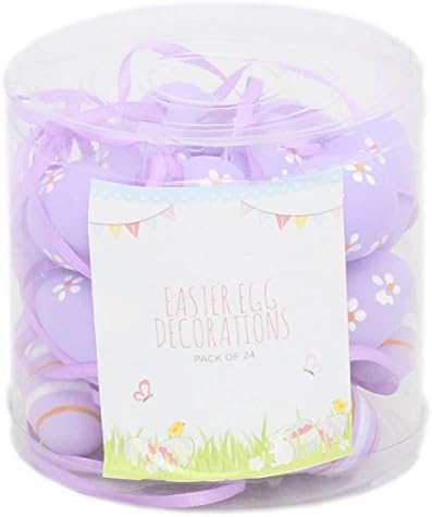 Carousel Set of 24 Hanging Easter Egg Tree Decorations - Purple