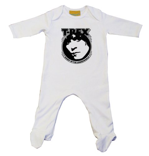 T Rex Dandy in the Underworld Baby Grow White (6-12, White)