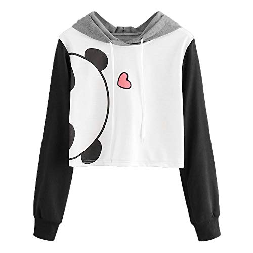 Clearance Viahwyt Women Cropped Hoodie Cartoon Panda Long Sleeve