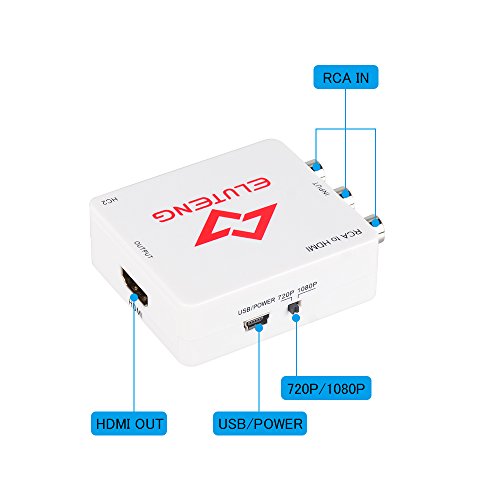 ELUTENG AV auf HDMI Konverter 1080P CVBS AV zu HDMI Adapter Composite Video Signal HDTV Konverter R/L RCA HDMI Wandler mit USB Kabel - 6