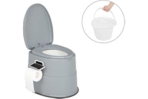 Bonnlo Campingtoilette Tragbare Reisetoilette, Abnehmbarer Inneneimer Mobile Toilette Mit Sitz, Deckel und Toilettenpapier-Halter, für Camping