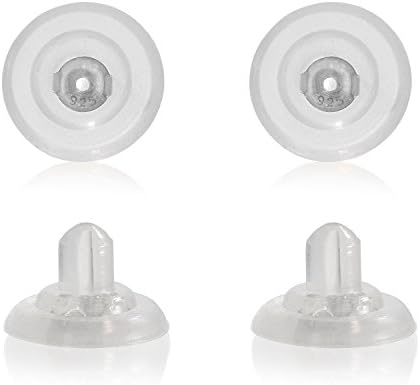 Universal EZback Earring Backs Soft Clear Silicone and Sterling Silver Large 2 Pairs