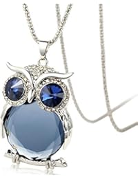 AnaZoz Joyería de Moda Collar de Mujer Aleación Colgante Collar Búho Azul Collar Color Azul Collar Para Mujer
