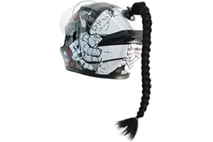 iSpchen Motorradhelm Abnehmbarer Pferdeschwanz Motorräder Helm Dekorieren Zöpfe Retro Motorrad Helm Zöpfe mit Saugnapf Dekoration Haarschmuck für Fahrrad Motorrad Roller Helm Zubehör,Schwarz