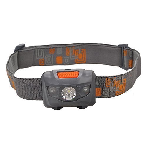 Mini Headlight Super Helle Stirnlampe 2LED 230 Lumens Flashlight Lampe Orange Grau