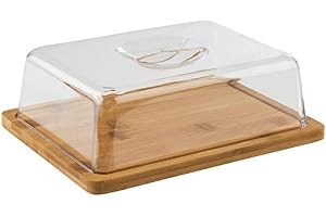 APS 820 Plateau en bois rectangulaire avec couvercle (24 x 18,5 cm, hauteur : 8 cm) - Cloche à fromage, planche à fromage