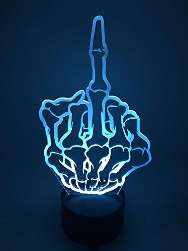 YOUQIZHI® 3D Optical Illusion Middle finger Panel Model Lighting Night 7 Color Change USB Touch button LED Desk Table Light Lamp