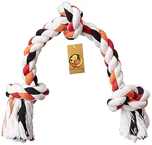 Foodie Puppies Cotton Rope Bone Dog Chew 3 Knots Toy (Colour May Vary, 17-inch)