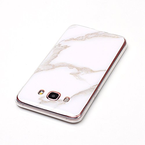 Cozy Hut Für Samsung Galaxy J7 2016 Handyhülle mit Marmor / Marble Design(weiß / grau) | Handytasche | | Schale | | Hülle | | Case | Handy-etui | TPU-Bumper | Soft Case | Schutzhülle Cover für den optimalen Schutz ihres Samsung Galaxy J7 2016(SM-J710) 5,5 Zoll – Jade weißer Marmor - 3