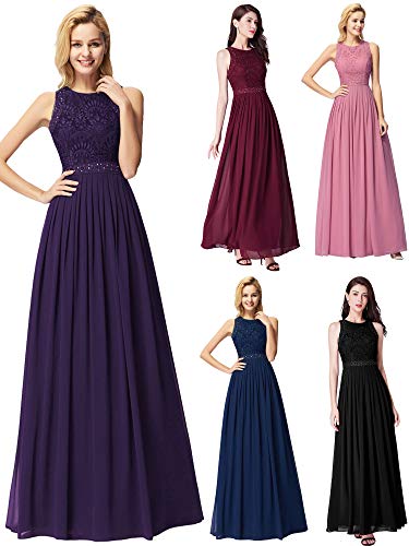 Ever-Pretty A-línea Vestido de Noche sin Mangas para Mujer Morado Oscuro 38